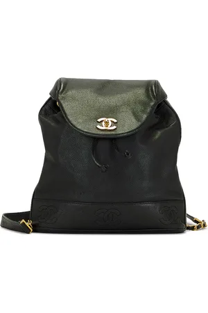 CHANEL Caviar Vintage Triple CC Backpack in Black - Black. Size all.