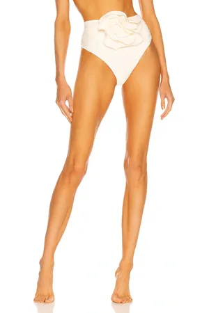 MAGDA BUTRYM Floral Bikini Bottom in Cream - Cream. Size 38 (also in 40).