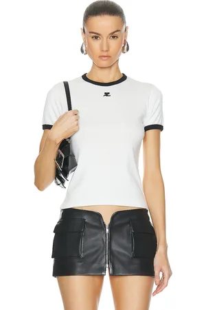 Courrèges Reedition Contrast T-shirt in Heritage White & Black - Black. Size L (also in M, S, XS).