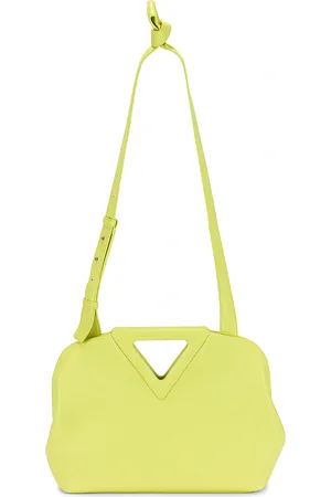 Bottega Veneta Point Top Handle Bag in Seagrass & Silver - Green. Size all.