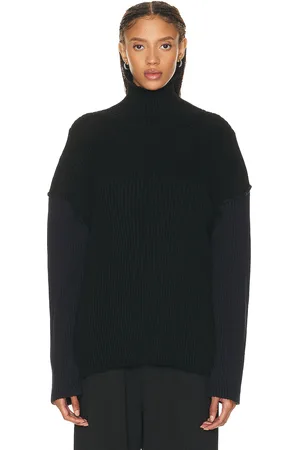 The Row Dua Sweater in Black & Navy - Black. Size L (also in M, XS).