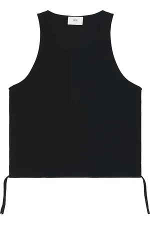 Ami Round Collar Tank Shirt in Black - Black. Size M (also in ).