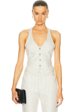 Tom Ford Striped Blend Waistcoat in Ecru & Black - Cream. Size 34 (also in ).