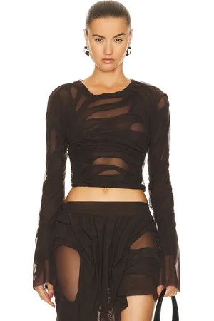 DI PETSA Wetlook Top in Brown - Chocolate. Size L (also in M, S, XS).