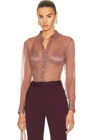 Saint Laurent Silk Blouse in Rose Des Bois - Mauve. Size 34 (also in 36, 40).