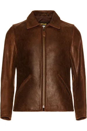 Schott NYC Waxy Buffalo Leather Sunset Jacket in Brown - Brown. Size L (also in M, S).