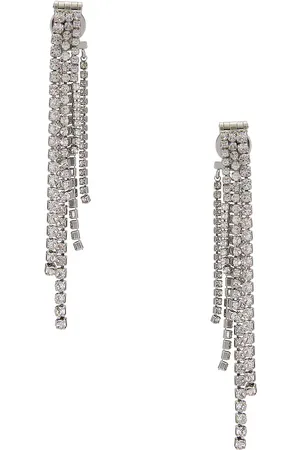 DEMARSON Calla Earrings in Crystal - Metallic Silver. Size all.