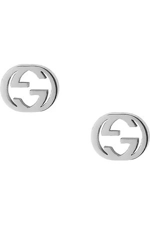 Gucci Interlocking G Butterfly Clasp Earrings in White Gold - Metallic Silver. Size all.