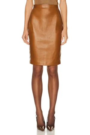 Saint Laurent Leather Skirt in Marron Glace - Cognac. Size 36 (also in 38).
