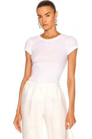 ENZA COSTA Soft Cotton Cap Sleeve Crew Top in White - White. Size L (also in M, S, XL, XS).