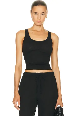 Leset Laura Scoop Neck Tank Top in Black - Black. Size L (also in XL, XS).