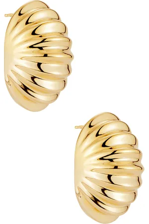 mega Snail Earring in 14k Yellow Gold Plated - Metallic Gold. Size all.