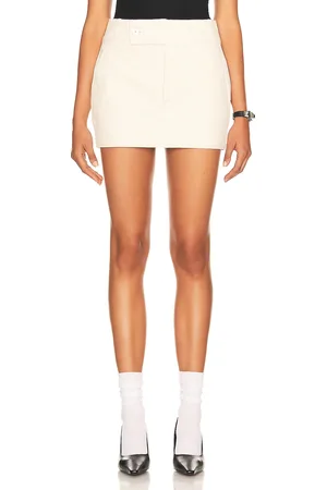 Helsa Low Rise Mini Skirt in Ecru - Ivory. Size XL (also in L, XXS).