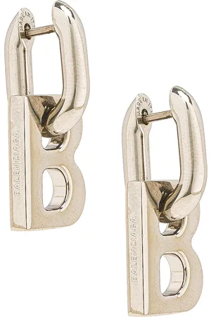 Balenciaga XS B Chain Earrings in Shiny Silver - Metallic Silver. Size all.