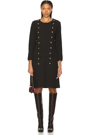 CHANEL Button Bodice Dress in Black - Black. Size 38 (also in ).
