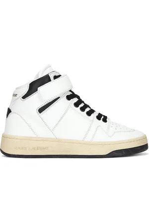 Saint Laurent Lax Mid Top Sneaker in Blanc & Noir - White. Size 36 (also in 36.5, 37, 37.5, 38, 38.5, 39, 39.5, 40, 41).