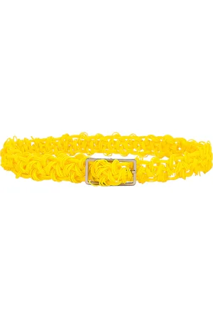 Bottega Veneta Intreccio Crochet Belt in Lemon & Silver - Lemon. Size all.