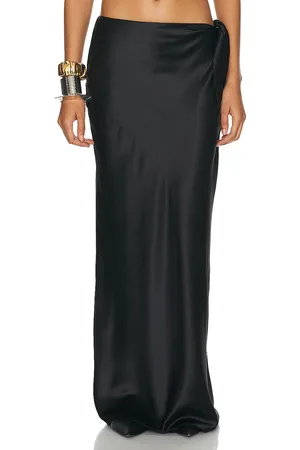 Saint Laurent Satin Maxi Skirt in Noir - Black. Size 40 (also in 42).