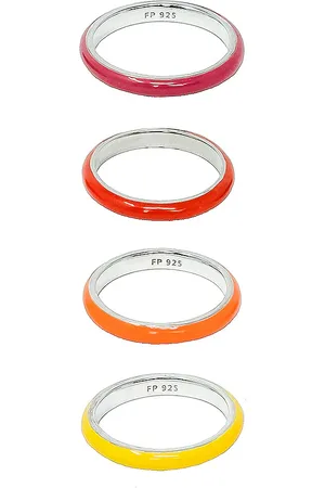 Fry Powers The Warm Set of 4 Unicorn Rainbow Enamel Rings in Multi - Pink. Size 5 (also in 7).