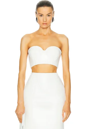 Alaïa Leather Bustier Bra Top in Blanc - White. Size 34 (also in 36).