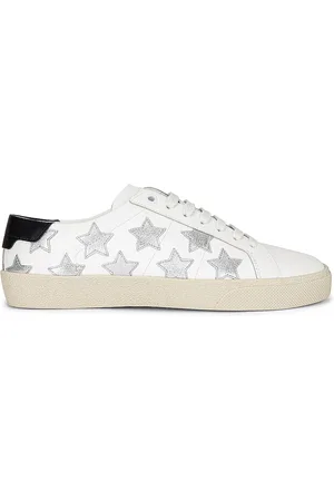 Saint Laurent Court Classic Star Sneakers in Blanc Optique & Argent & Noir - White. Size 36 (also in 36.5, 41).