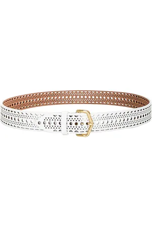 Alaïa Vienne Leather Belt in Blanc Optique - White. Size 65 (also in ).
