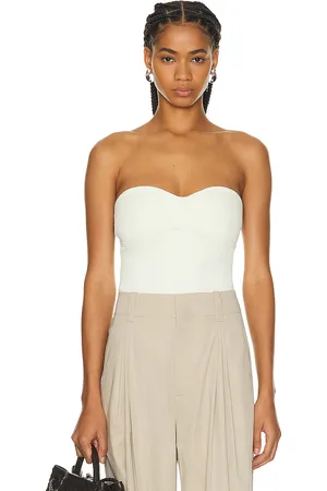 Bottega Veneta Strapless Bodysuit Top in Pastry - Cream. Size L (also in M, XS).