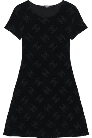 CHANEL Velour CC Dress in Black - Black. Size 40 (also in ).