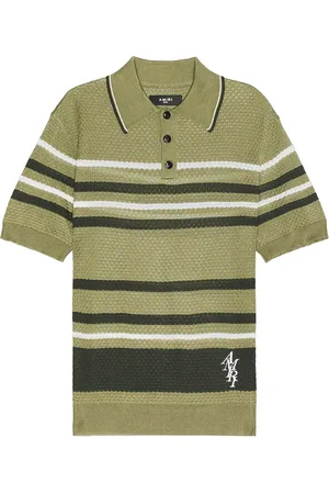 AMIRI Striped Polo in Seacrest - Brown. Size M (also in ).