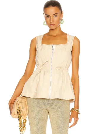 Bottega Veneta Washed Fluid Parachute Top in Seashell - Ivory. Size 38 (also in 36, 40).