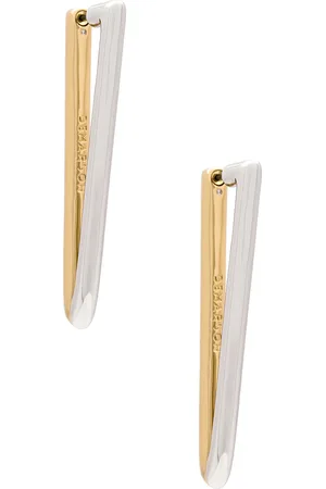 DEMARSON Vita Tow Tone Earrings in 12k Shiny Gold - Metallic Gold,Metallic Silver. Size all.