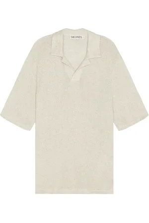 SIEDRES Colin Short Sleeve Polo in Stone - Grey. Size L (also in M).