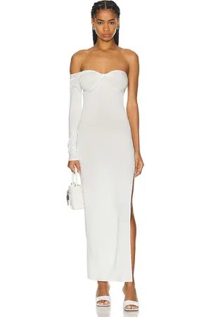 Courrèges Twist Crepe Jersey Long Dress in Heritage White - White. Size 36 (also in ).