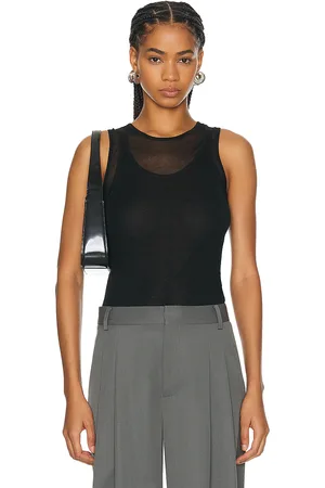 St Agni Semi Sheer Double Layer Tank Top in Black - Black. Size XS (also in ).