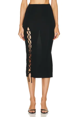 FLEUR DU MAL Jersey Lace Up Skirt in Black - Black. Size M (also in XS).