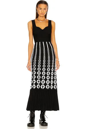 Alaïa Sleeveless Bustier Long Dress in Noir & Blanc - Black. Size 40 (also in 42).