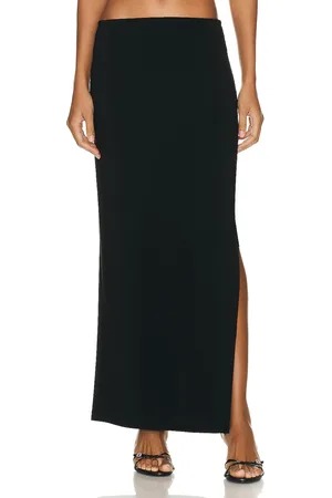 Norma Kamali Side Slit Long Skirt in Black - Black. Size L (also in M, S, XS).