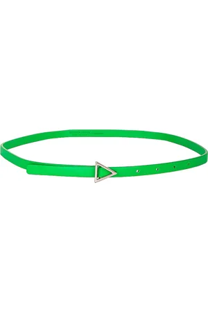 Bottega Veneta Leather Triangle Belt in Parakeet & Silver - Green. Size 65 (also in ).