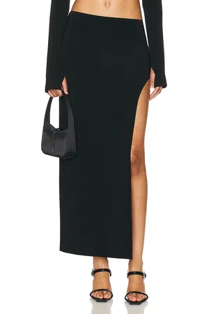Norma Kamali Marissa Wide Slit Skirt in Black - Black. Size L (also in ).