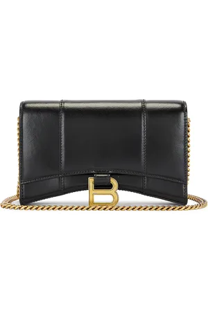 Balenciaga Hourglass Wallet On Chain in Black - Black. Size all.
