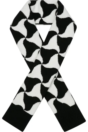 Bottega Veneta Wavy Triangle Wool Scarf in Black & White - Black. Size all.