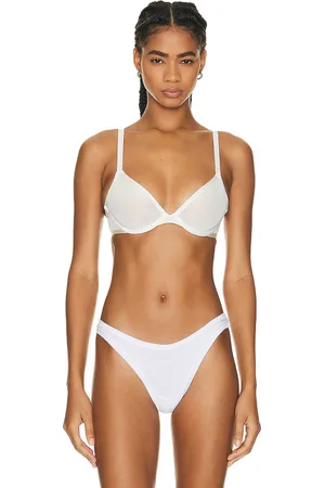 CUUP Mesh Plunge Bra in Salt - White. Size 34A (also in 36B, 38B).