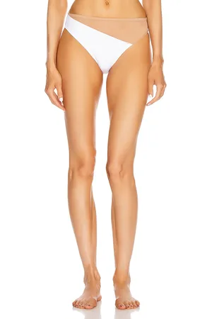 Norma Kamali Snake Mesh Bottom Swimsuit in White & Nude Mesh - White. Size L (also in XS).