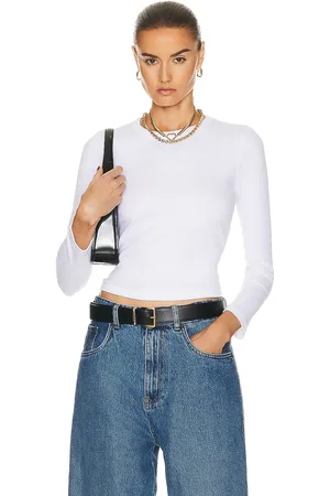 Leset Kelly Slim Fit Long Sleeve Top in White - White. Size L (also in XL).