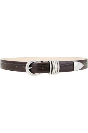 DEHANCHE Hollyhock Belt in Dark Chocolate Croc & Silver - Chocolate. Size M (also in S, XL, XS).