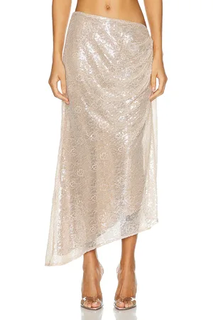 LPA Aniella Midi Skirt in Champagne - Nude. Size M (also in ).