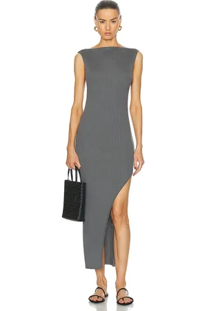 St Agni Cut Away Knit Dress in Stone Grey - Grey. Size L (also in ).