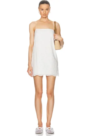 MATTEAU Broderie Shift Mini Dress in Floral Broderie White - White. Size 5 (also in ).