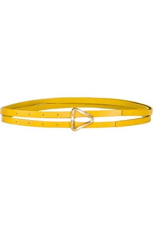 Bottega Veneta Triangle Leather Belt in Pollen & Gold - Mustard. Size L (also in M, S).