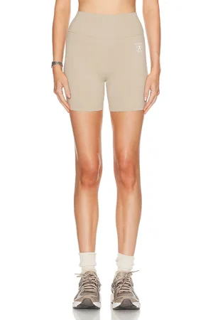 Sporty & Rich Runner Box Cyclist Short in Elephant & White - Taupe. Size L (also in ).